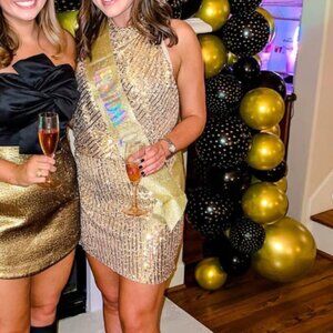 Gold Halter Zara Mini Dress